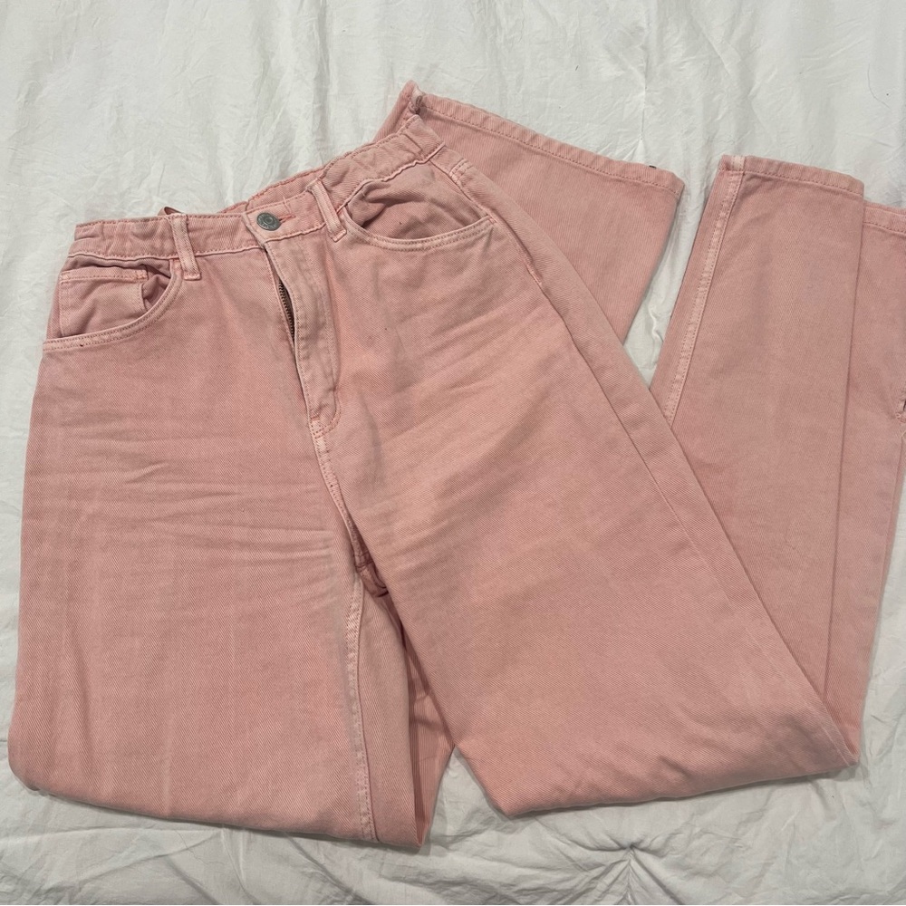 light pink straight leg jeans